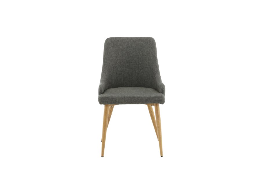 VENTURE DESIGN Plaza spisebordstol, m. armlener - mrk gr polyester og eik-look stl