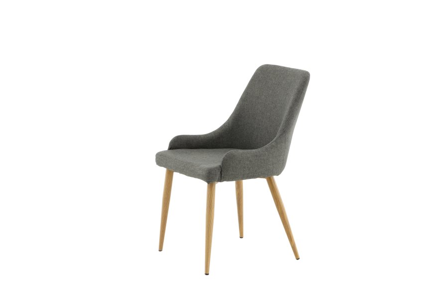 VENTURE DESIGN Plaza spisebordstol, m. armlener - mrk gr polyester og eik-look stl