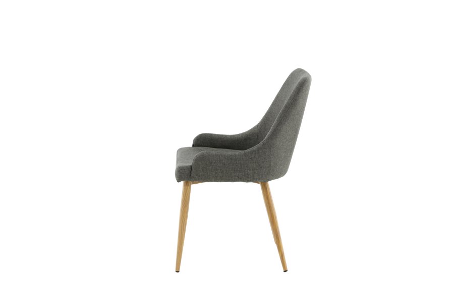 VENTURE DESIGN Plaza spisebordstol, m. armlener - mrk gr polyester og eik-look stl