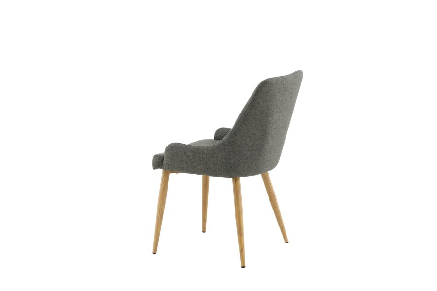 VENTURE DESIGN Plaza spisebordstol, m. armlener - mrk gr polyester og eik-look stl