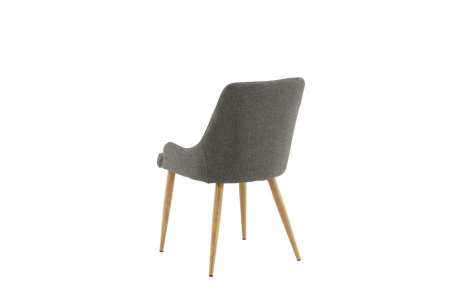 VENTURE DESIGN Plaza spisebordstol, m. armlener - mrk gr polyester og eik-look stl