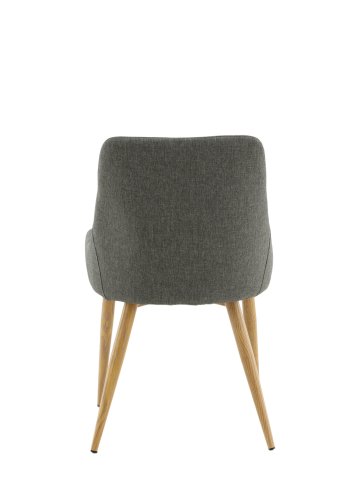 VENTURE DESIGN Plaza spisebordstol, m. armlener - mrk gr polyester og eik-look stl