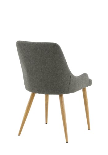 VENTURE DESIGN Plaza spisebordstol, m. armlener - mrk gr polyester og eik-look stl