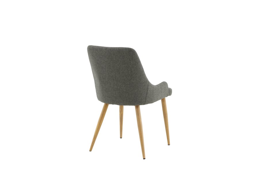 VENTURE DESIGN Plaza spisebordstol, m. armlener - mrk gr polyester og eik-look stl