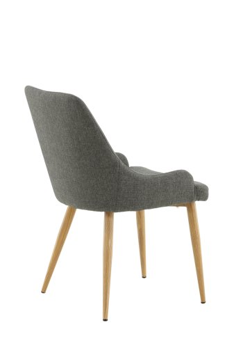 VENTURE DESIGN Plaza spisebordstol, m. armlener - mrk gr polyester og eik-look stl
