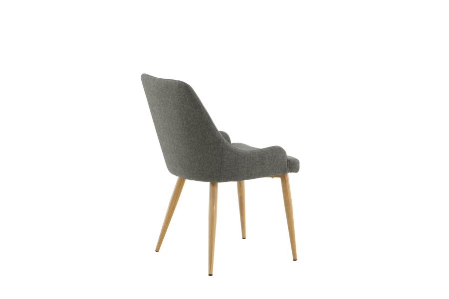 VENTURE DESIGN Plaza spisebordstol, m. armlener - mrk gr polyester og eik-look stl