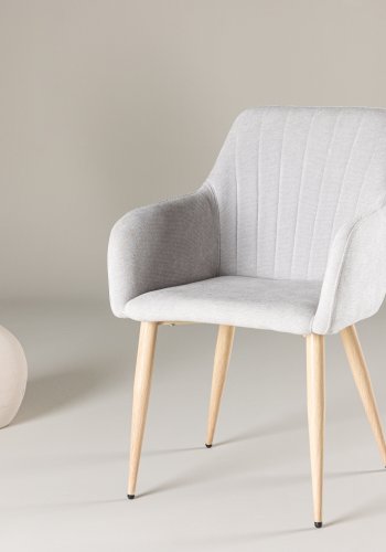 VENTURE DESIGN Comfort spisebordsstol, m. armln - lysegr polyester og trfarvet stl