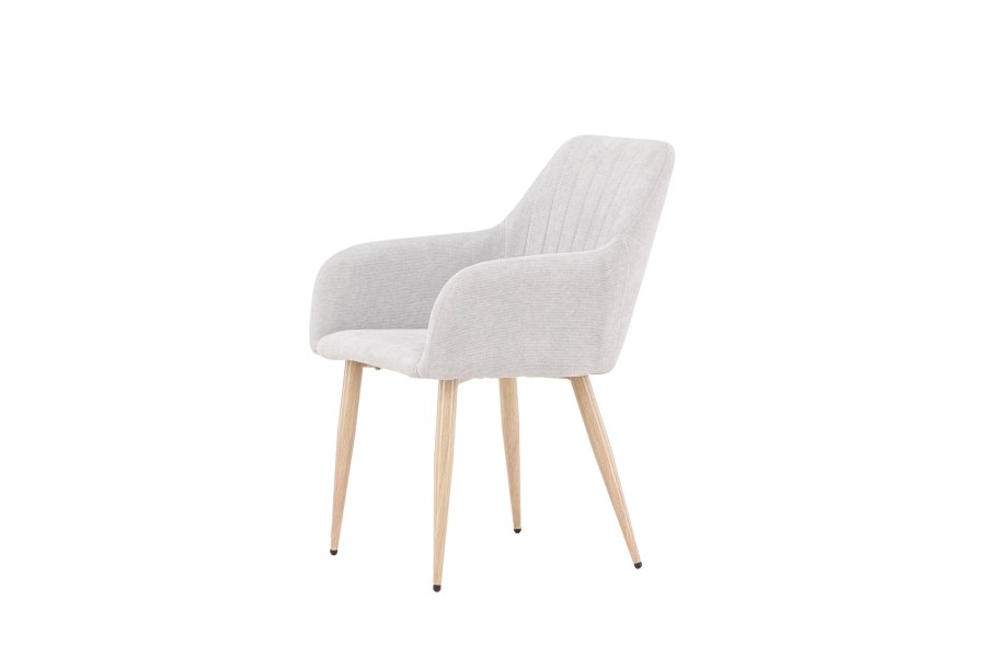 VENTURE DESIGN Comfort spisebordsstol, m. armln - lysegr polyester og trfarvet stl