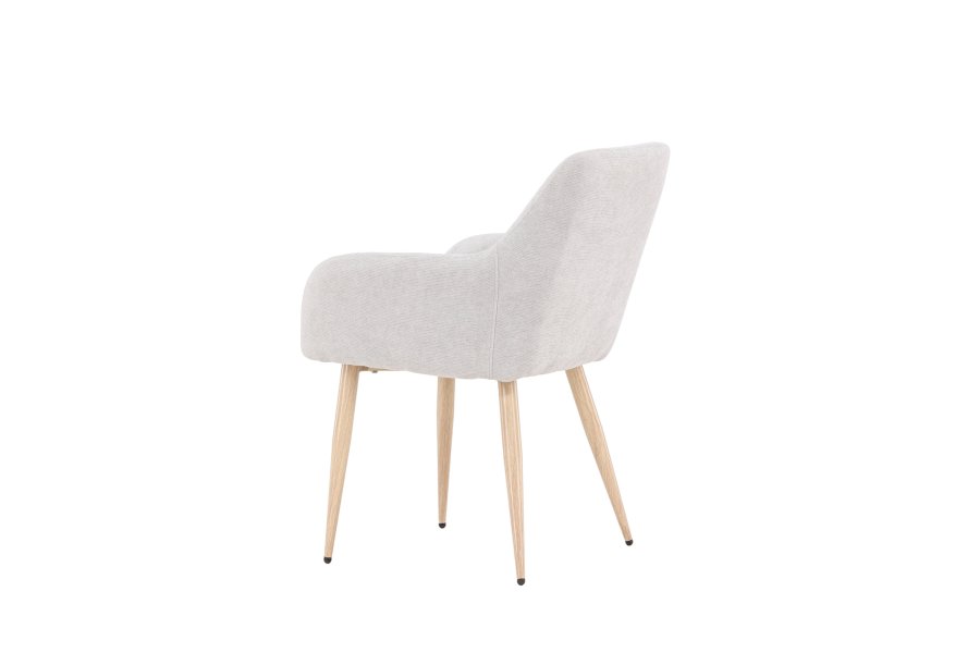 VENTURE DESIGN Comfort spisebordsstol, m. armln - lysegr polyester og trfarvet stl