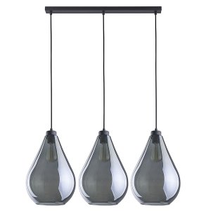 TK Fuente loftlampe, m. 3 skrme - grafit glas og sort metal