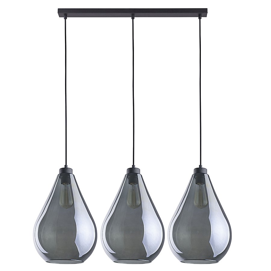  TK Fuente loftlampe, m. 3 skjermer - grafittglass og sort metall