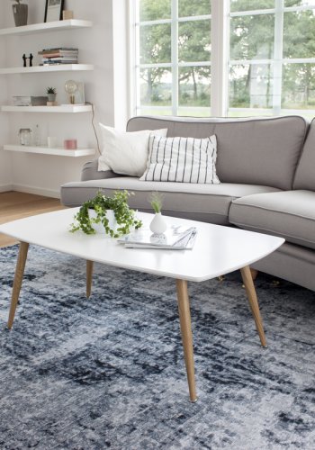 VENTURE DESIGN Plaza salongbord, rektangulrt - hvit MDF og naturlig stl (120x70)