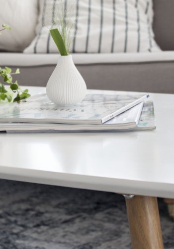 VENTURE DESIGN Plaza salongbord, rektangulrt - hvit MDF og naturlig stl (120x70)