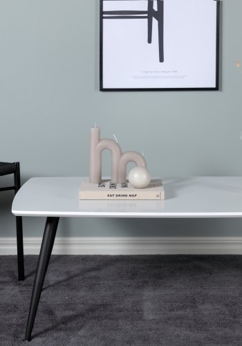 VENTURE DESIGN Plaza salongbord, rektangulrt - hvit MDF og svart stl (120x70)