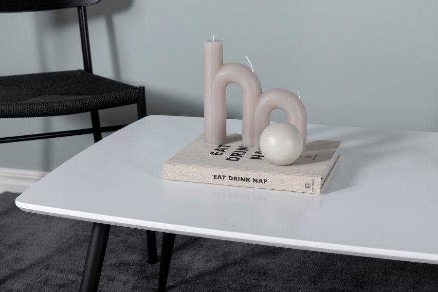 VENTURE DESIGN Plaza salongbord, rektangulrt - hvit MDF og svart stl (120x70)