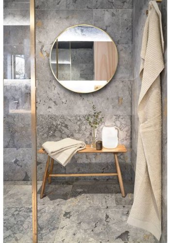 VILLA COLLECTION Vardo vgspejl, rund - spejlglas og messing jern(80)