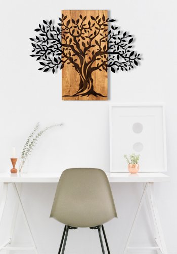 NORDVRK Sogut veggdekorasjon - svart metall og valntttre (72x58)