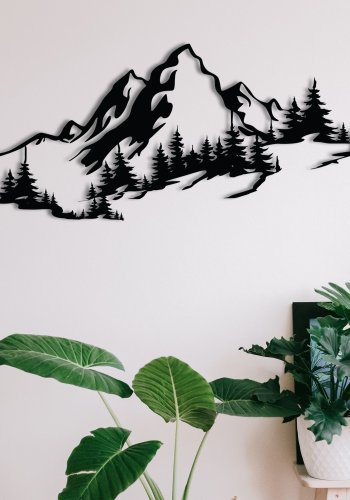 NORDVÄRK Mountain 3 veggdekorasjon, rektangulr - svart metall (67x30)