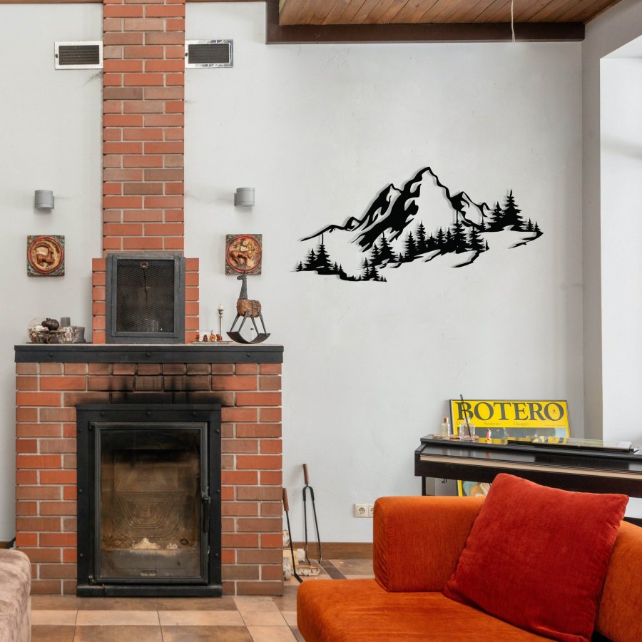 NORDVÄRK Mountain 3 veggdekorasjon, rektangulr - svart metall (67x30)