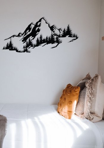 NORDVÄRK Mountain 3 veggdekorasjon, rektangulr - svart metall (67x30)