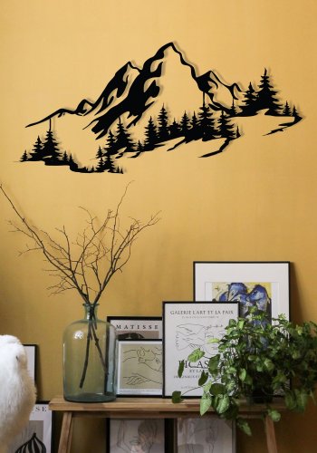 NORDVÄRK Mountain 3 veggdekorasjon, rektangulr - svart metall (67x30)