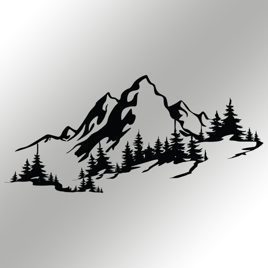 NORDVÄRK Mountain 3 veggdekorasjon, rektangulr - svart metall (67x30)