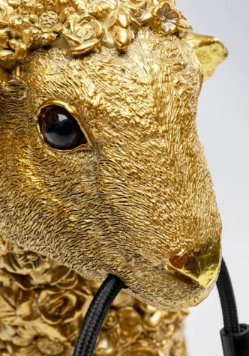 KARE DESIGN Animal Flower Sheep bordlampe - guld polyresin