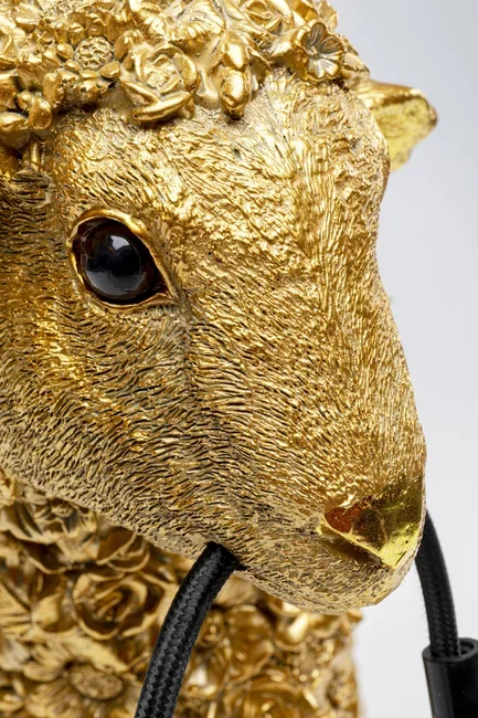 KARE DESIGN Animal Flower Sheep bordlampe - guld polyresin