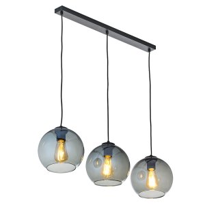 TK Cubus loftlampe, m. 3 skrme - grafit glas og sort metal