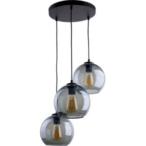 TK Cubus loftlampe, m. 3 skrme - grafit glas og sort metal