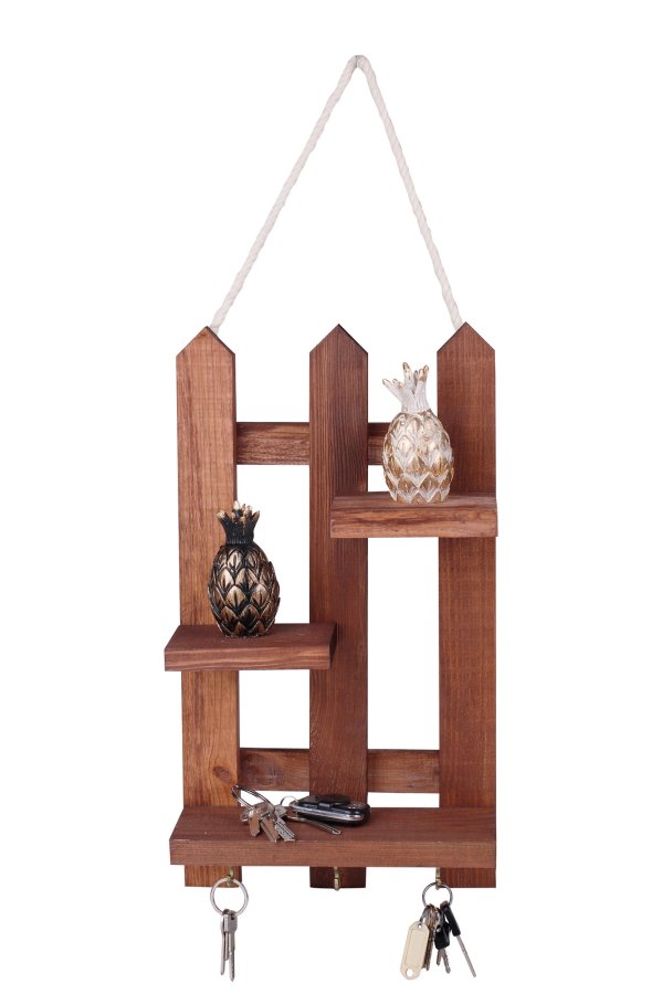 NORDVÄRK 213-Ka inngangshylle m. nkkelkroker - valnttfarget tre