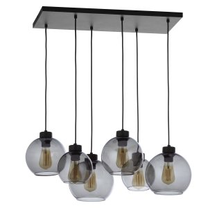 TK Cubus loftlampe, m. 6 skrme - grafit glas og sort metal