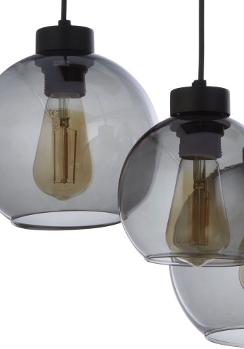 TK Cubus loftlampe, m. 6 skjermer - grafittglass og sort metall