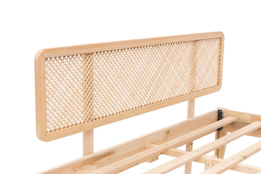 NORDVÄRK Izabelya 100 sengeramme, med hodegavl og lamellbunn - naturlig gran og tre (100x200)