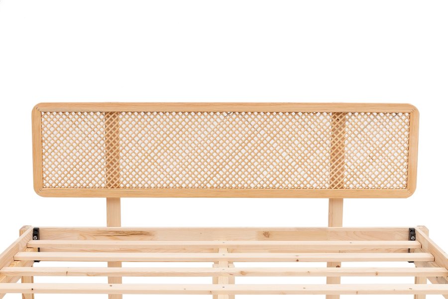 NORDVÄRK Izabelya 100 sengeramme, med hodegavl og lamellbunn - naturlig gran og tre (100x200)