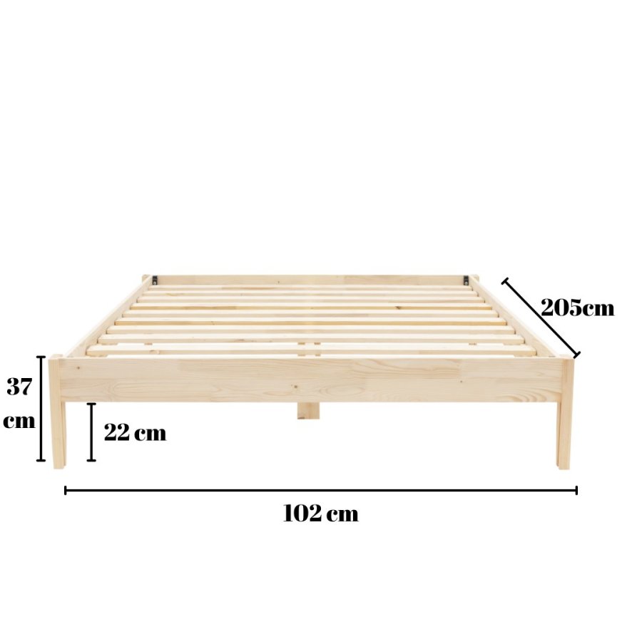NORDVRK Galaksi 200 sengestamme, med ribbebunn - naturlig gran og furu (90x200)