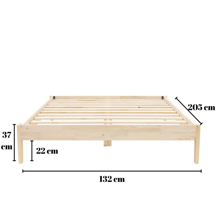 NORDVRK Galaksi 120 sengeramme, med ribbebunn - naturlig gran og furu (120x200)