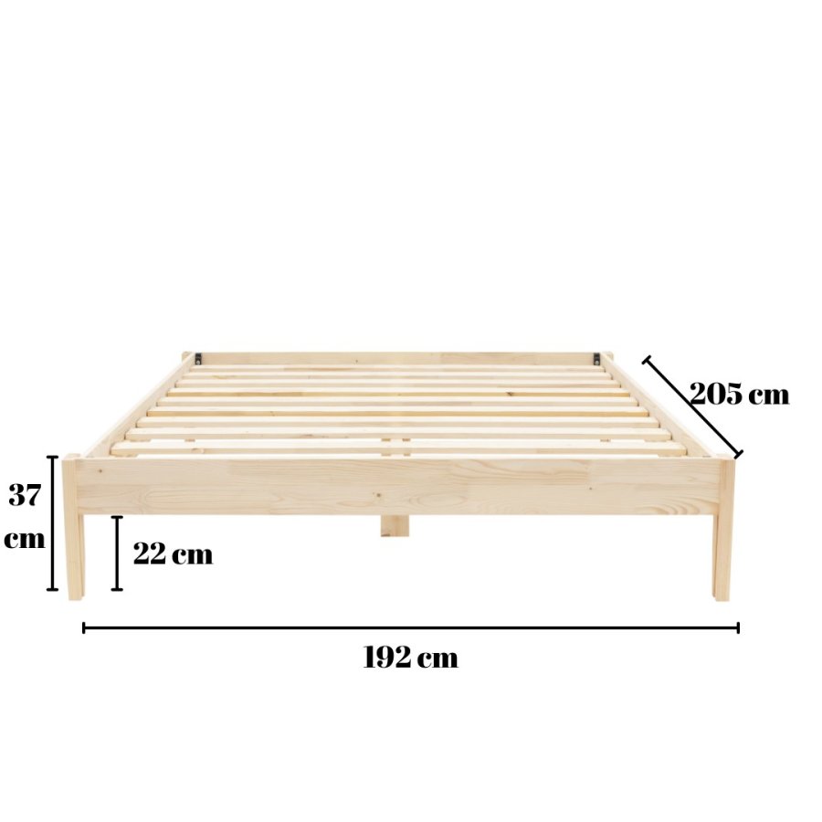 NORDVRK Galaksi 180 sengestamme, med ribbebunn - naturlig gran og furu (180x200)