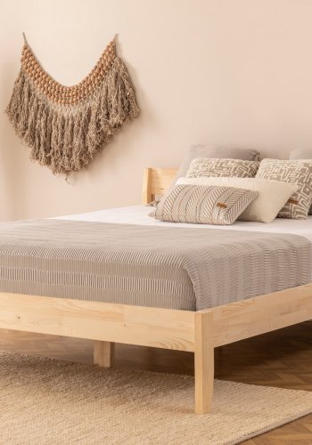 NORDVÄRK Venus 100 sengeramme, med hodegavl og ribbebunn - naturlig gran og furu (100x200)