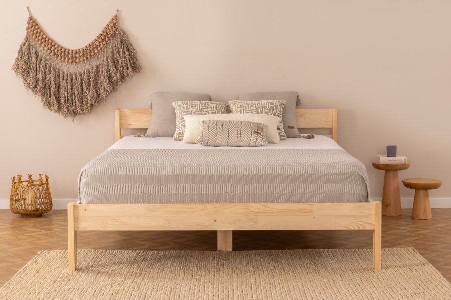 NORDVÄRK Venus 100 sengeramme, med hodegavl og ribbebunn - naturlig gran og furu (100x200)