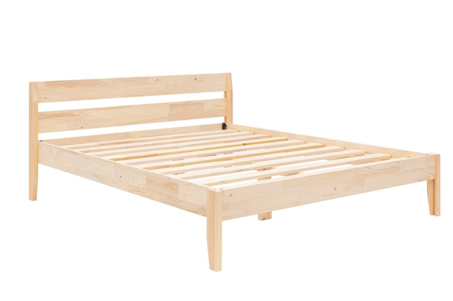 NORDVRK Venus v2 sengeramme, med hodegavl og ribbebunn - naturlig gran og furu (140x200)