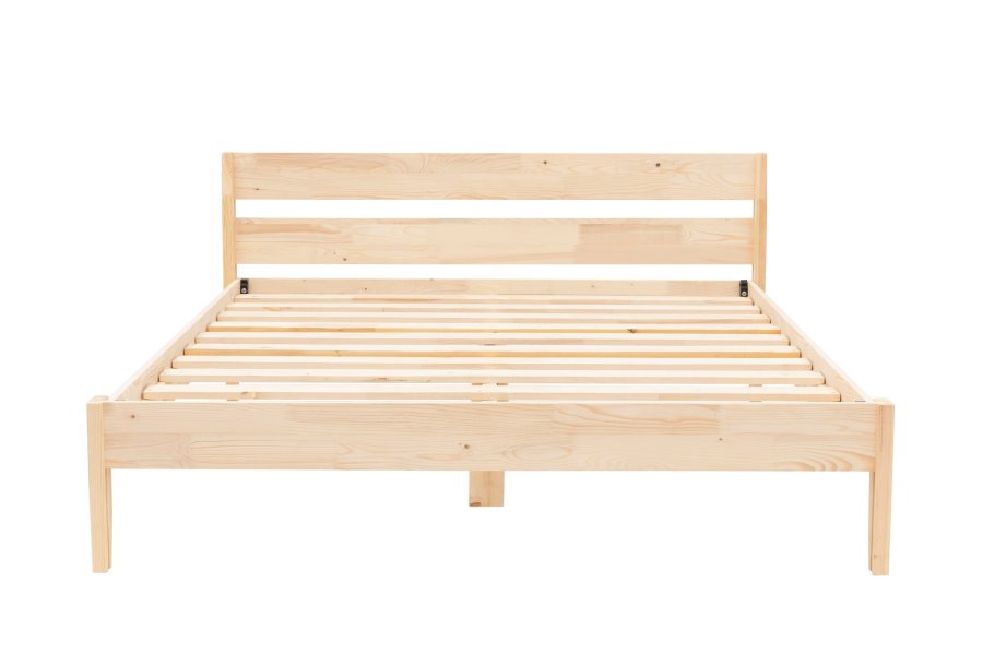 NORDVRK Venus v2 sengeramme, med hodegavl og ribbebunn - naturlig gran og furu (140x200)
