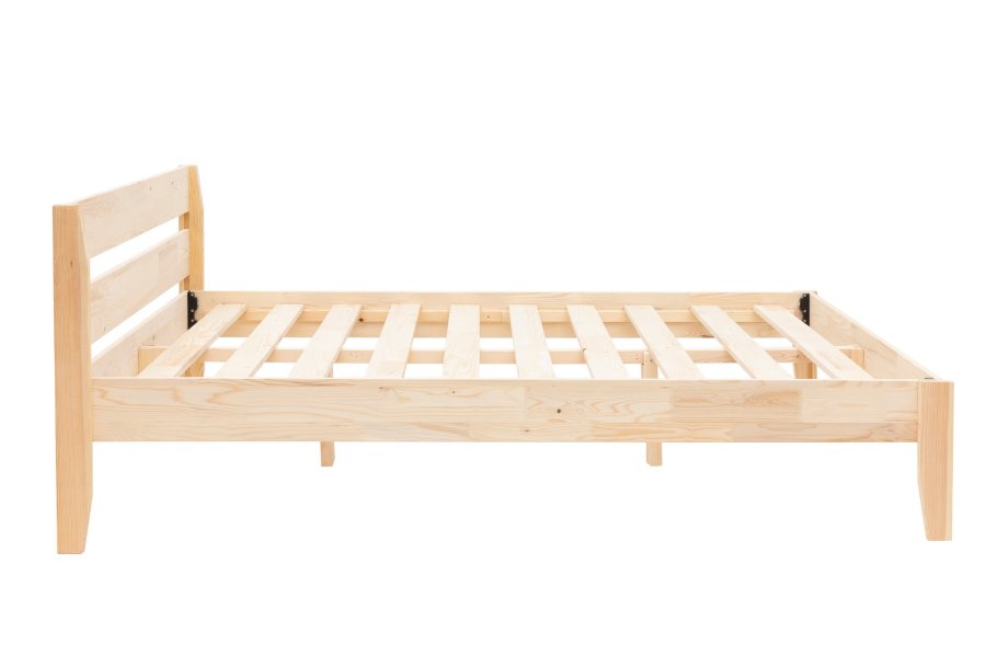 NORDVRK Venus v2 sengeramme, med hodegavl og ribbebunn - naturlig gran og furu (140x200)