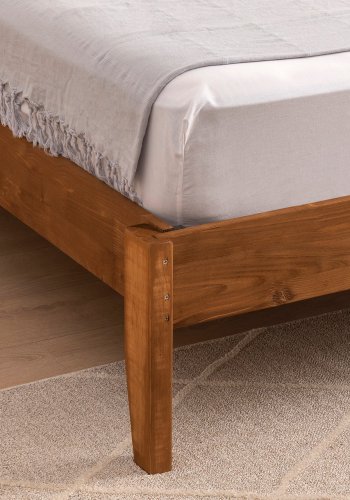 NORDVÄRK Izabelya 100 sengeramme, med hodegavl og lamellbunn - valnttfarget gran og tre (100x200)