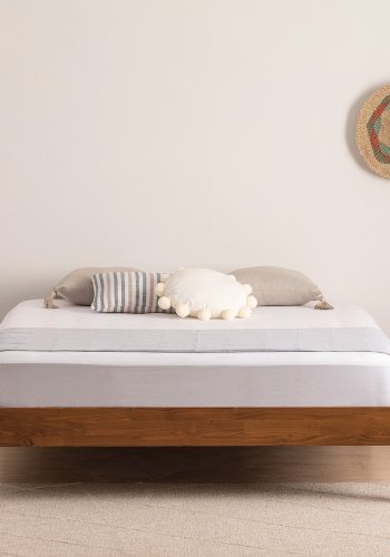 NORDVRK Galaksi 200 sengeramme, med lamellbunn - valnttfarget gran og furu (90x200)