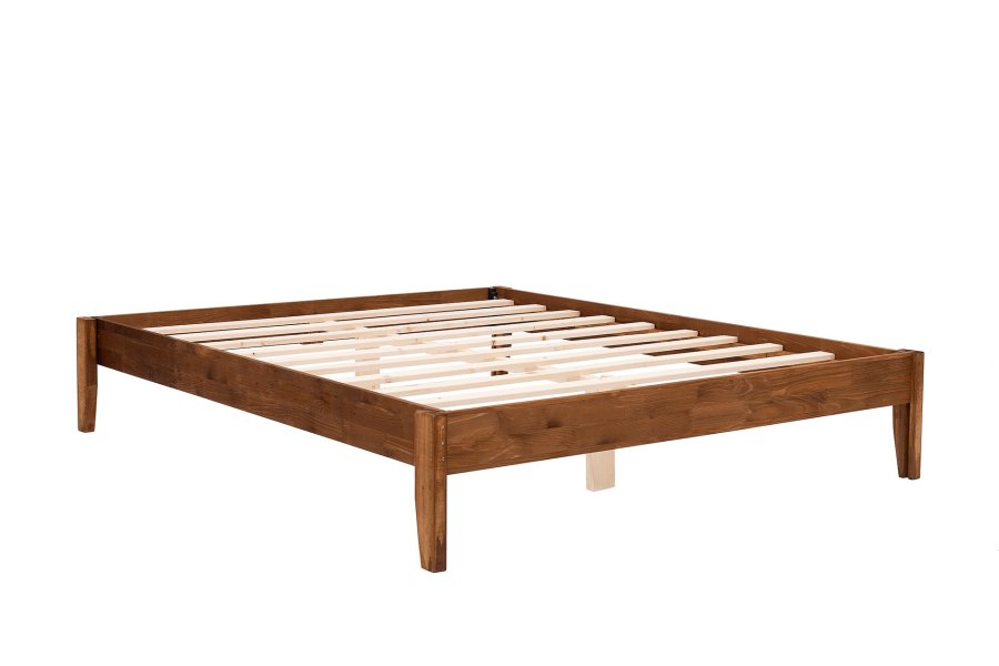 NORDVRK Galaksi 200 sengeramme, med lamellbunn - valnttfarget gran og furu (90x200)