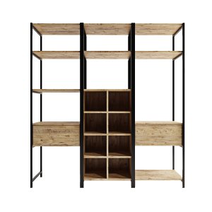 FUNZI LIVING Trend garderobeskab, m. 1 bjlestang, hylder - natur melamin og metal