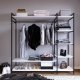 FUNZI LIVING Trend Kleiderschrank, m. 1 Kleiderstange, 5 Einlegeböden - weißes Melamin und Metall