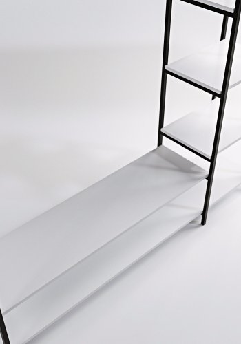 FUNZI LIVING Trend Kleiderschrank, m. 1 Kleiderstange, 5 Einlegeböden - weißes Melamin und Metall