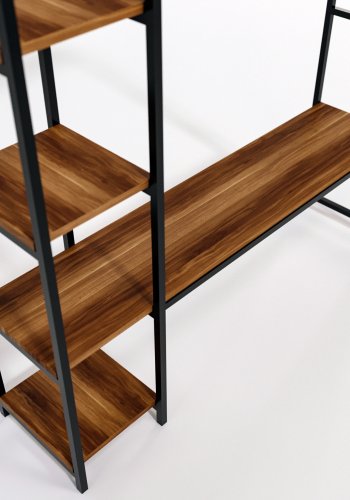 NORDVRK Portmanteau inngangssett, m. 5 kroker, 5 hyller - valnttfarget melamin og metall